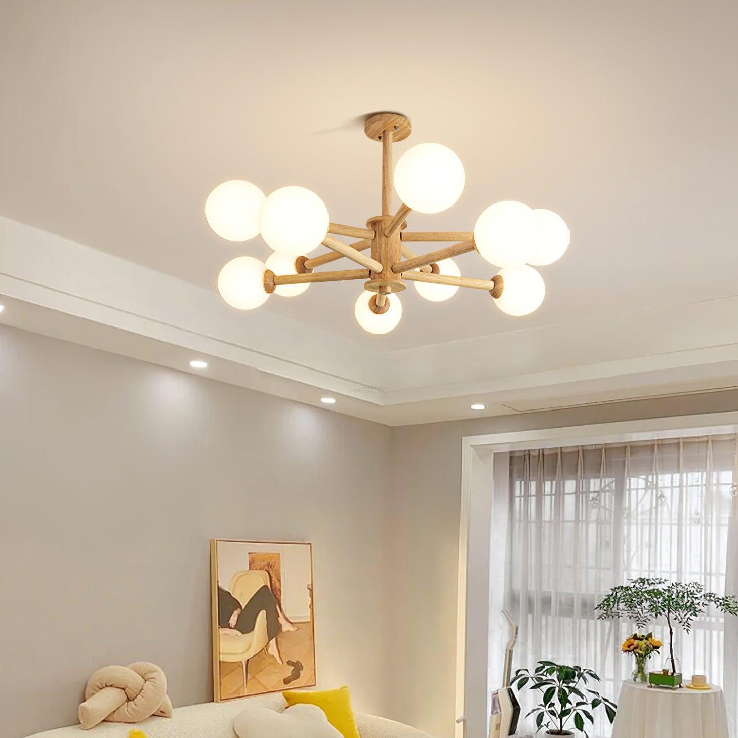Kozan Wooden Chandelier with 6/8/10/12 heads-Sylvia Space