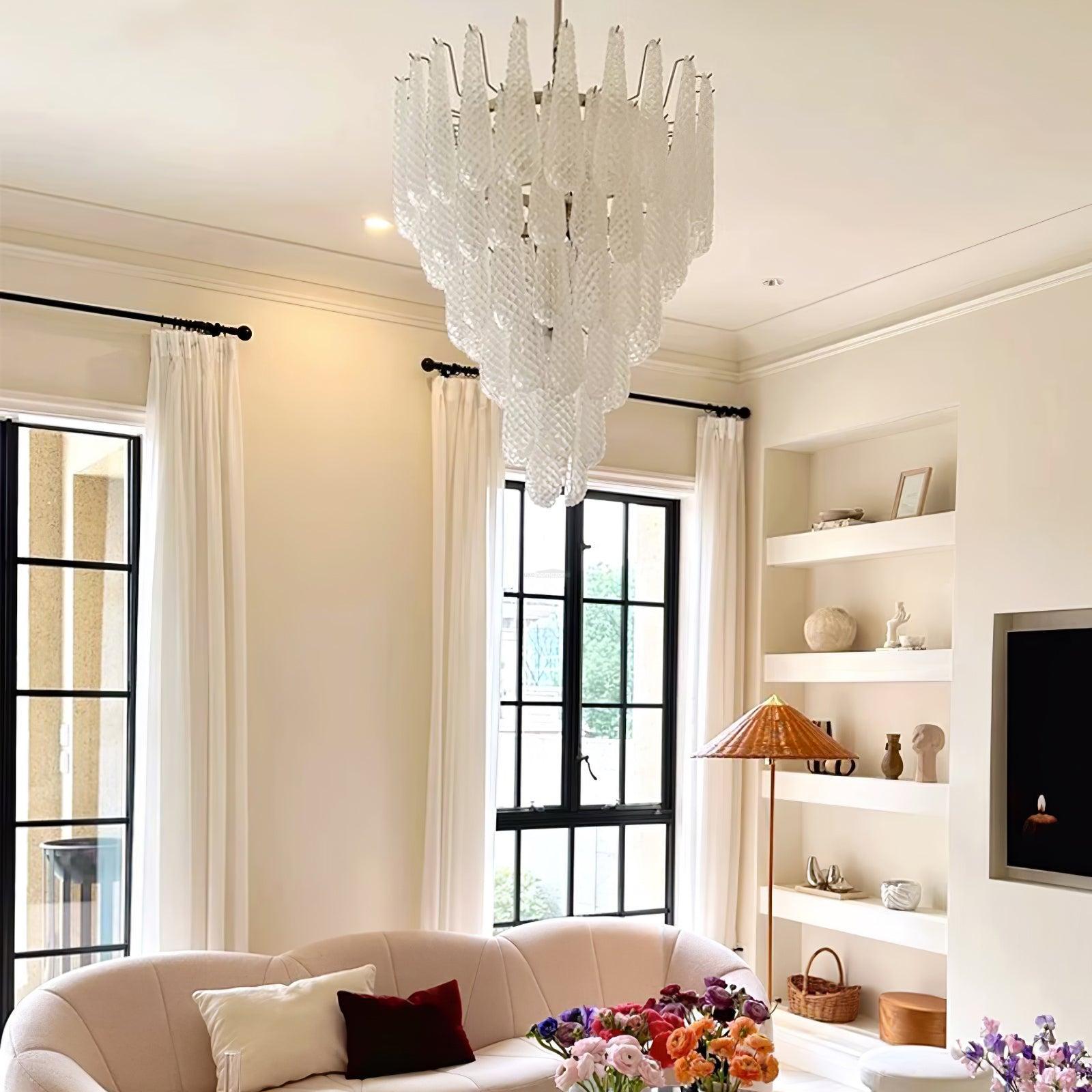 Grid Glass Style Waterfall Chandelier-Sylvia Space