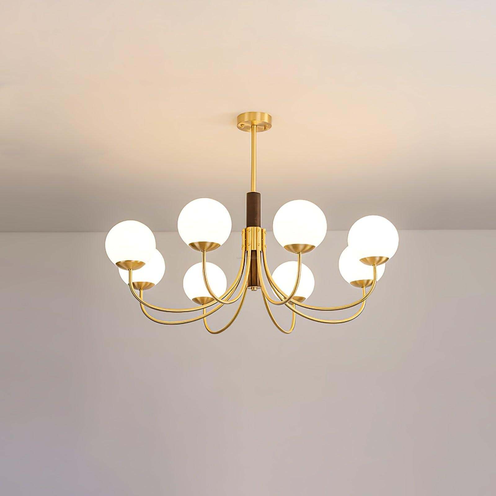 Midas Touch Walnut Sphere Chandelier with 3/6/8 heads-Sylvia Space