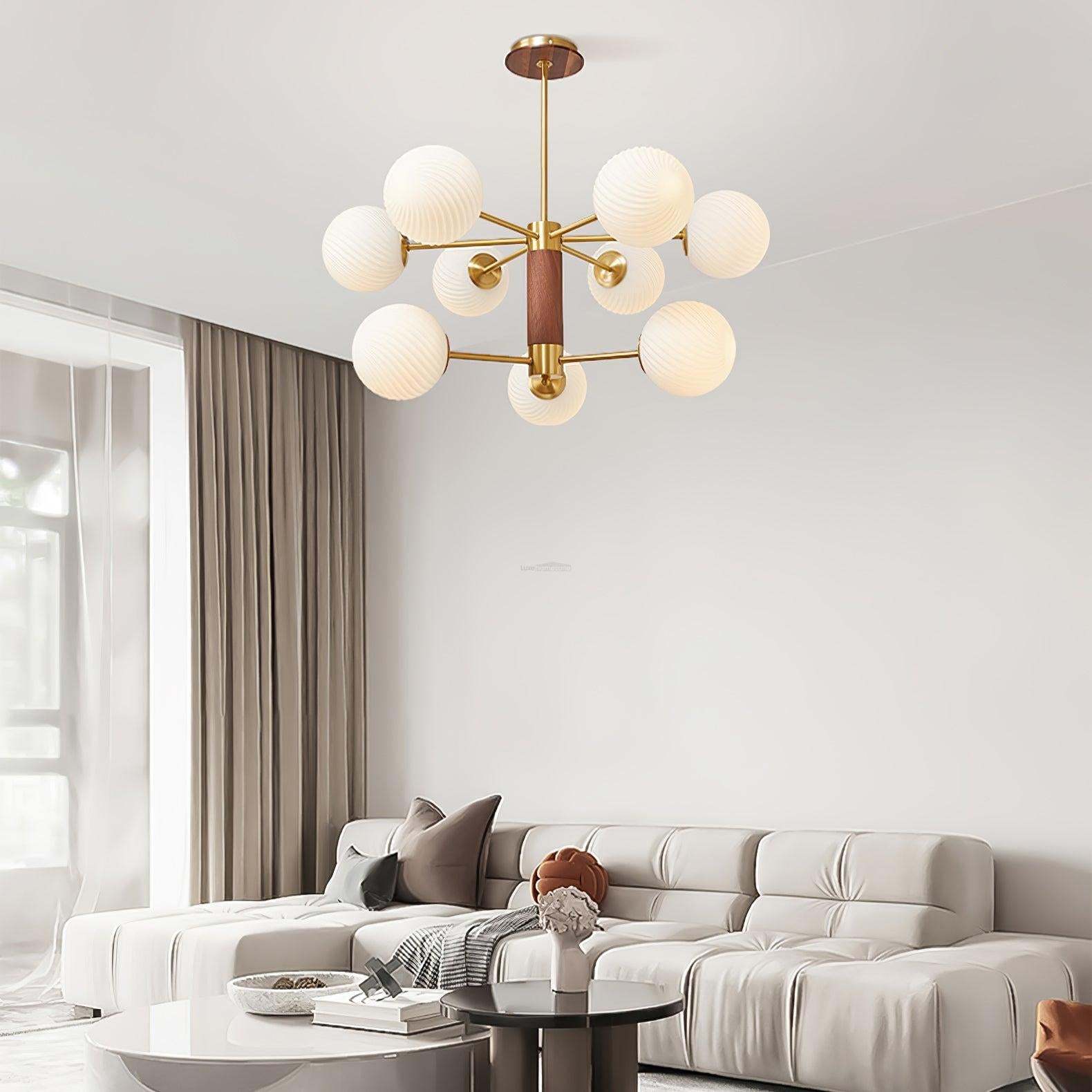 Ribbed Babble Glass Chandelier with 6/9 heads-Sylvia Space