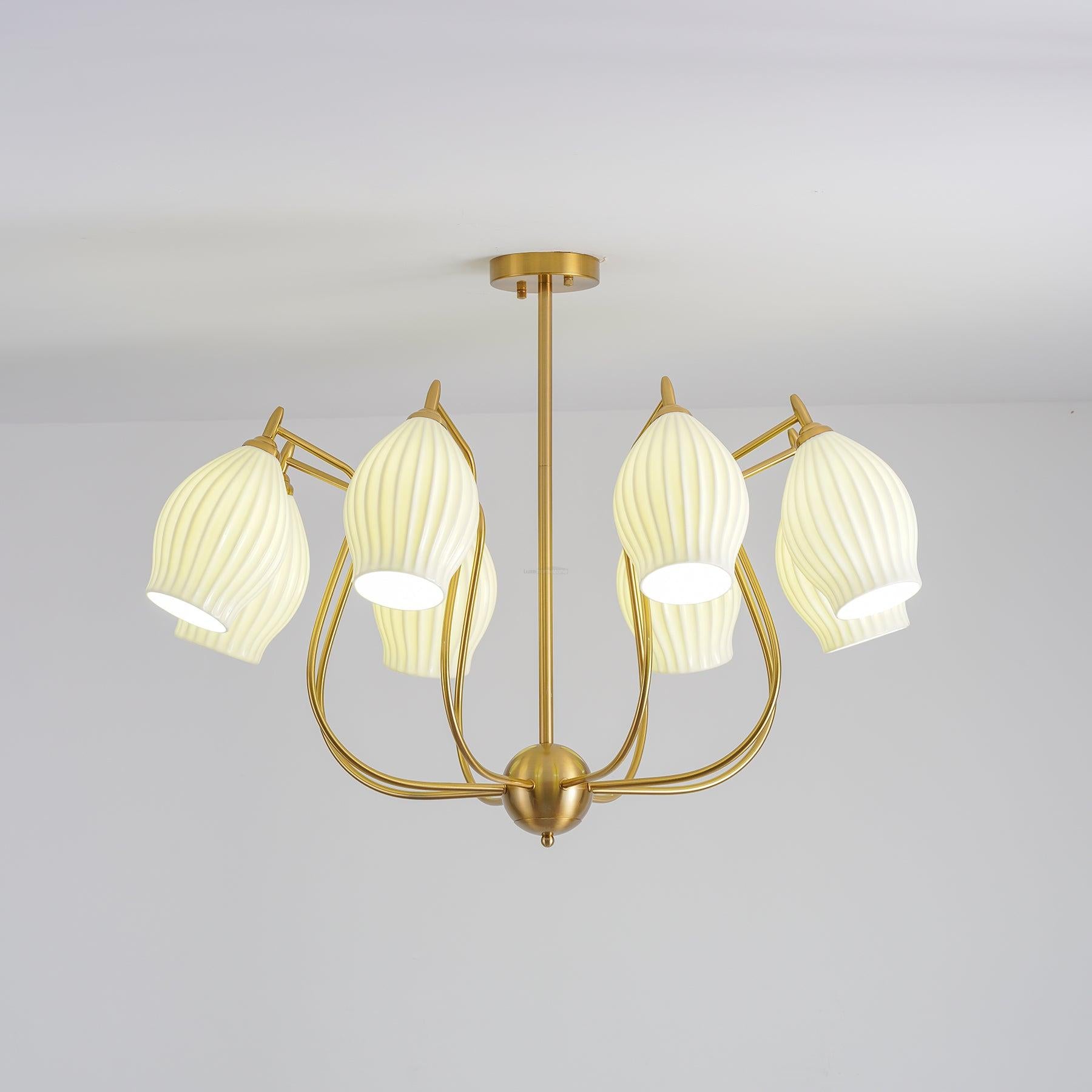 Ceramic Ribbed Chandelier with 4/6/8 heads-Sylvia Space