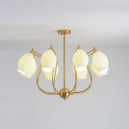 Ceramic Ribbed Chandelier with 4/6/8 heads-Sylvia Space