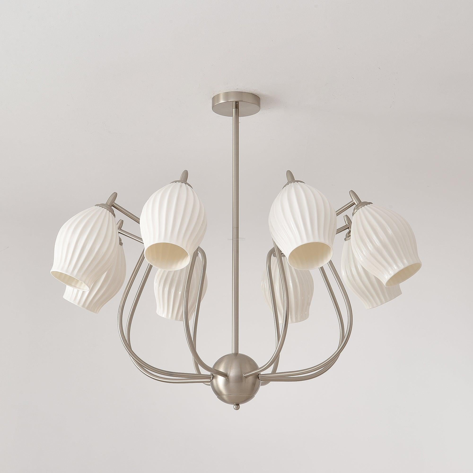 Ceramic Ribbed Chandelier with 4/6/8 heads-Sylvia Space