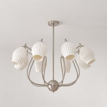 Ceramic Ribbed Chandelier with 4/6/8 heads-Sylvia Space