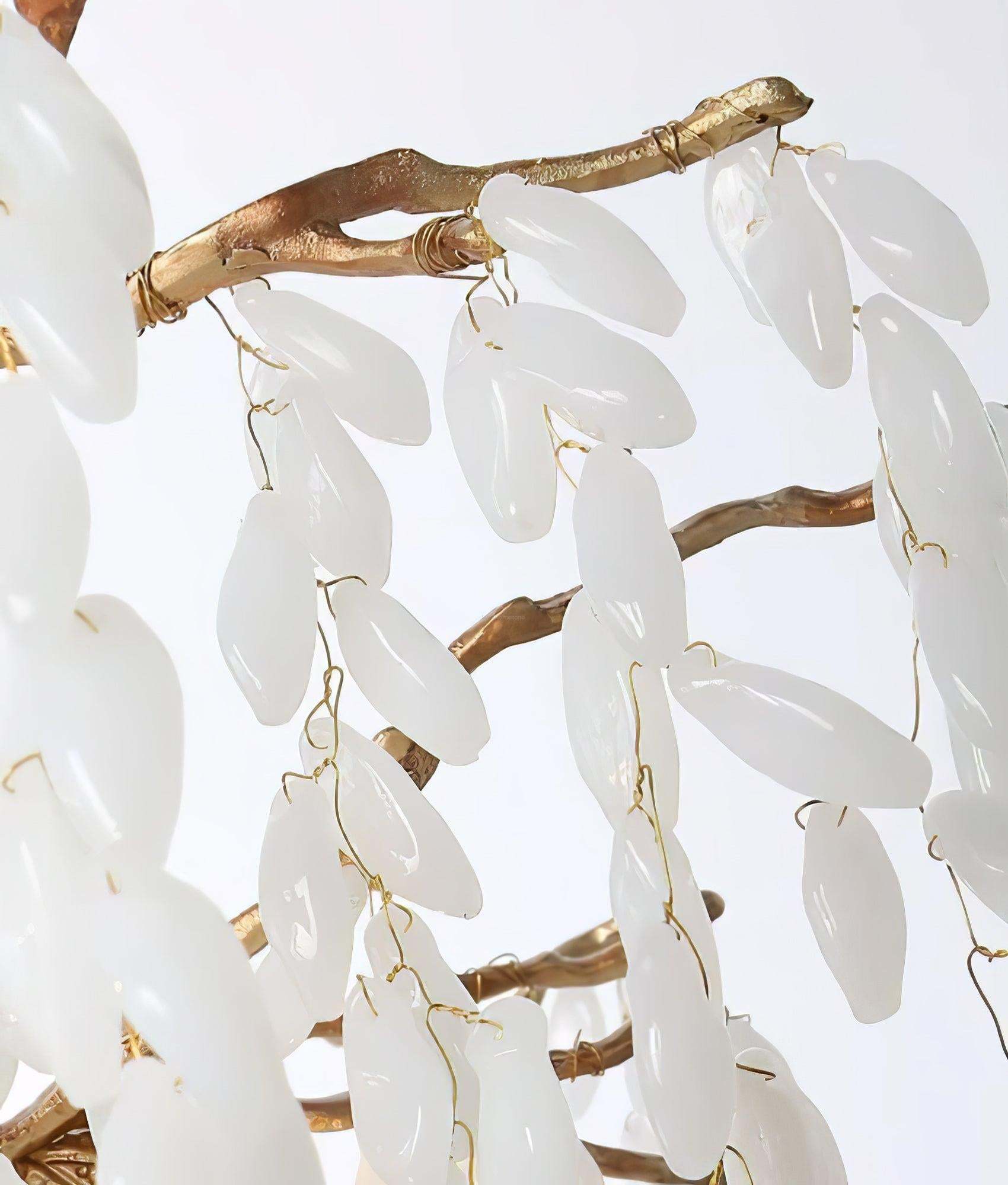 White Jade Branch Brass Round Chandelier-Sylvia Space