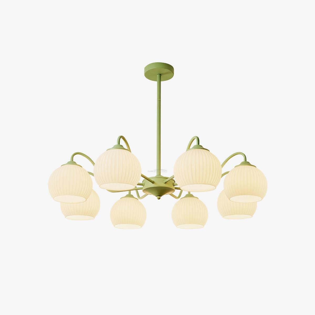 Ribbed Glass Matcha Chandelier with 6/8 heads-Sylvia Space