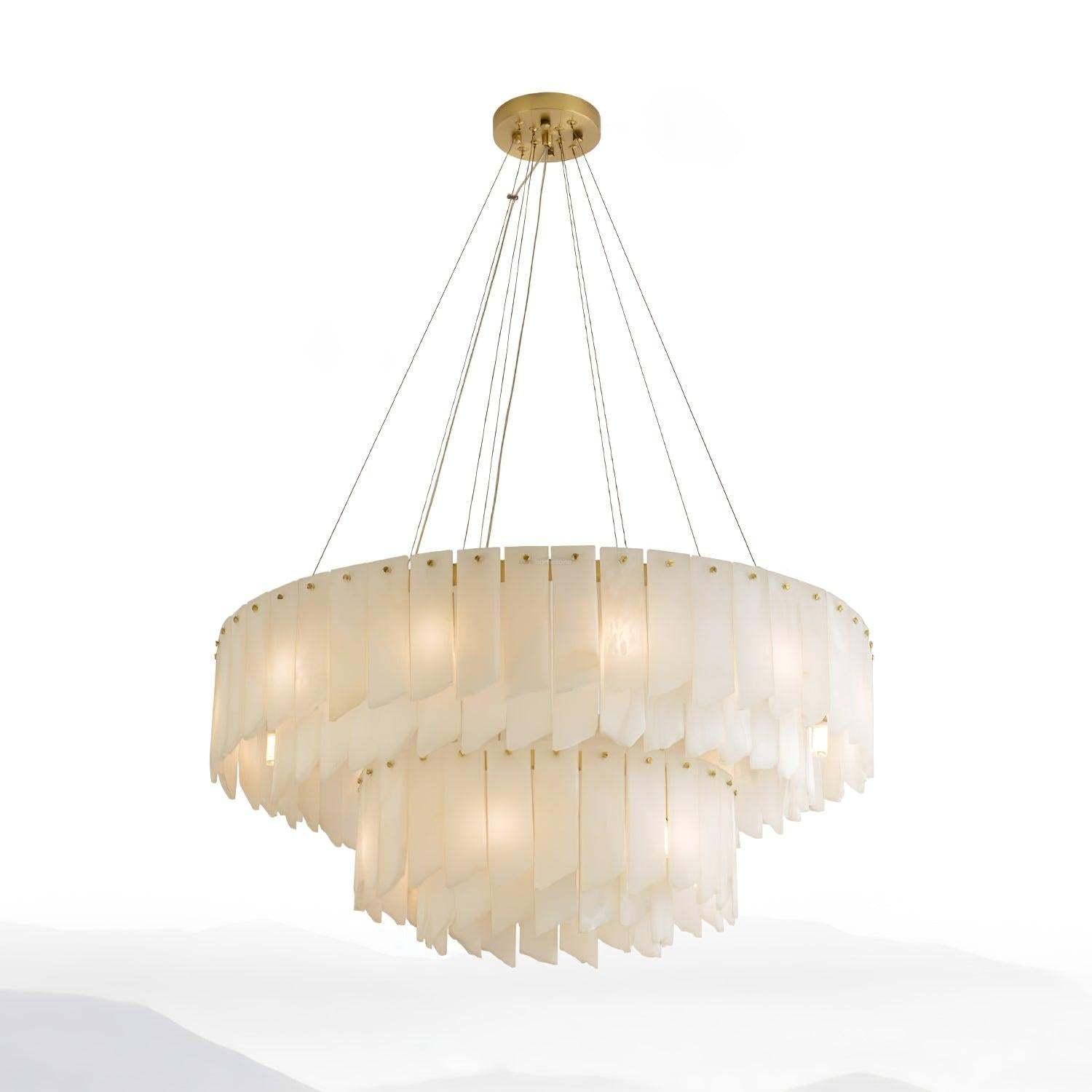 Alabaster Cascade Tiered Chandelier ∅ 27.6″-Sylvia Space