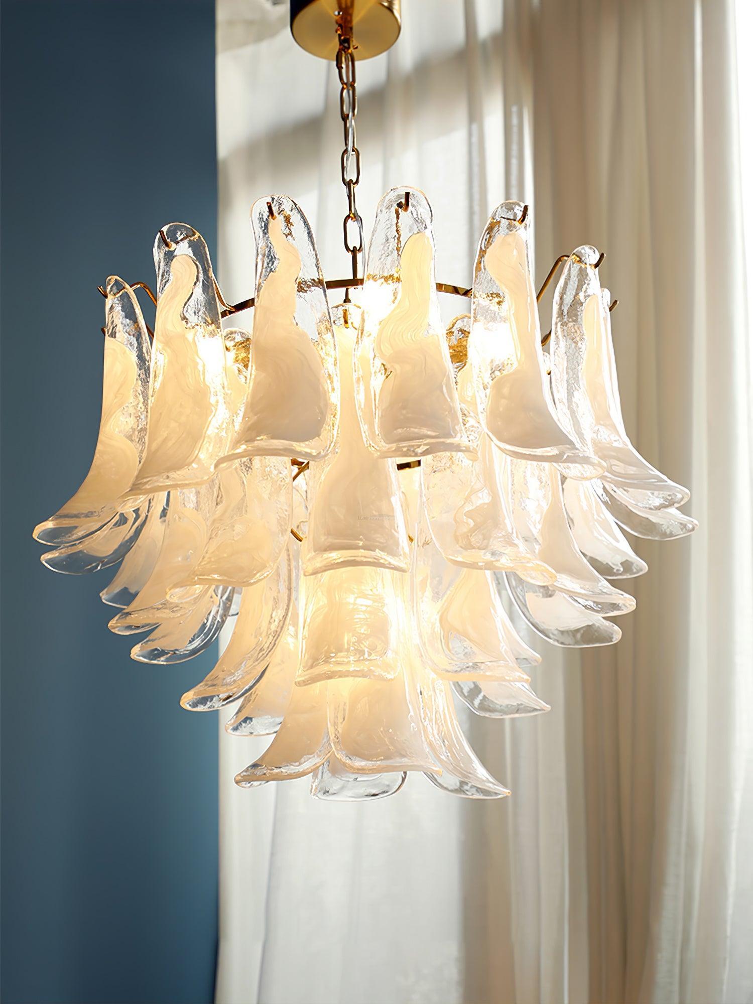 Glass Leaf Cascade Chandelier with 3/4 layer-Sylvia Space