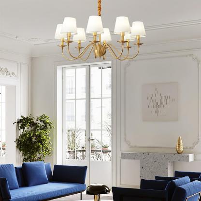 Tapered Fabric Brass Chandelier with 3/5/8 heads-Sylvia Space
