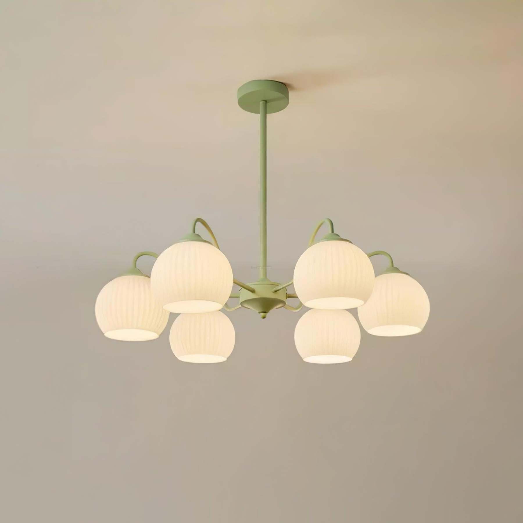 Ribbed Glass Matcha Chandelier with 6/8 heads-Sylvia Space