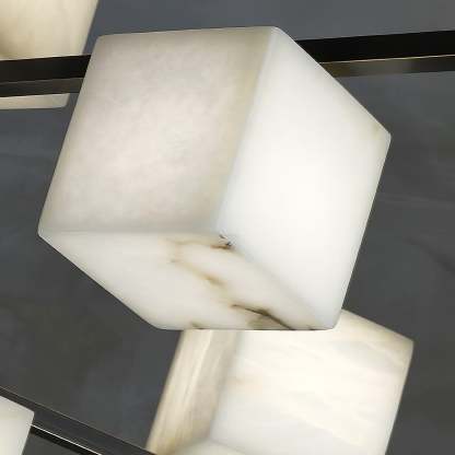 Alabaster Square Box Chandelier with 4/5/6/8/9 heads-Sylvia Space