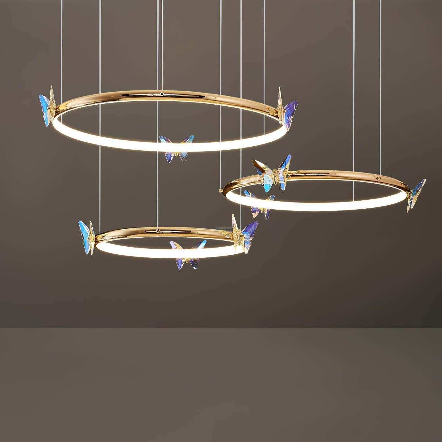 Blue Butterfly Round Chandelier-Sylvia Space