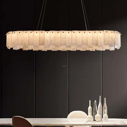 Celestial Alabaster Round/Square Chandelier-Sylvia Space