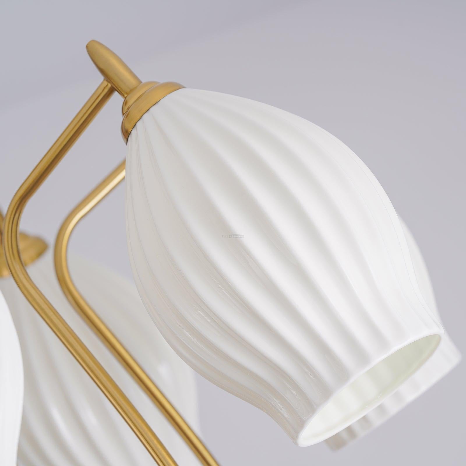 Ceramic Ribbed Chandelier with 4/6/8 heads-Sylvia Space