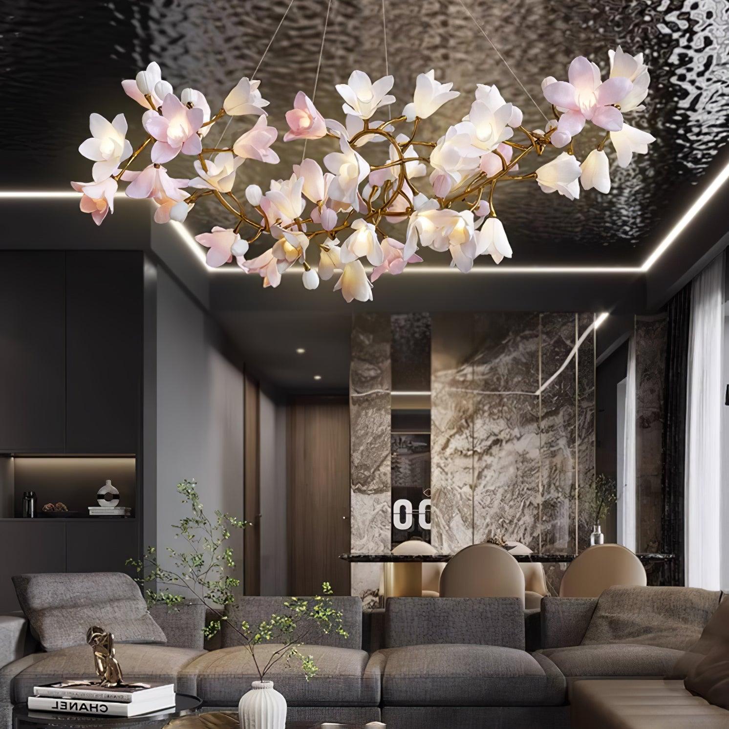 Circular Flower Blossom Chandelier-Sylvia Space