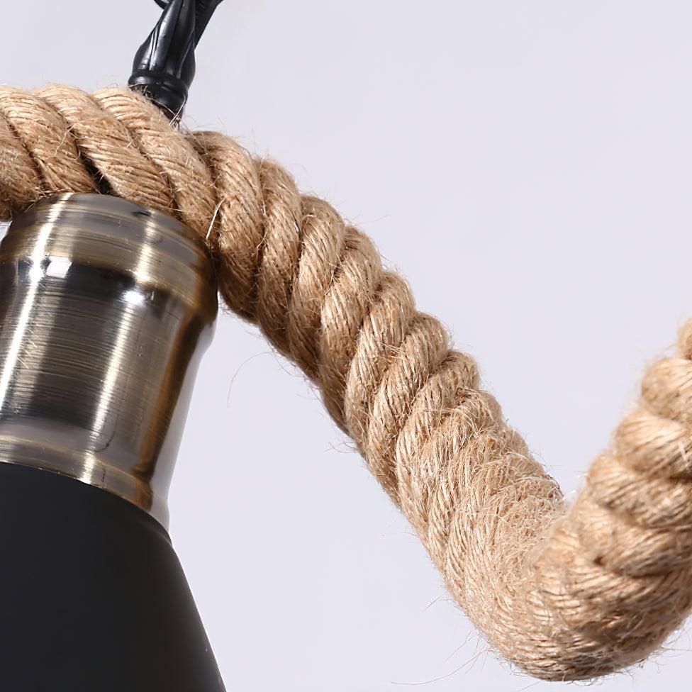 Hemp Rope Industrial Large Circle Chandelier ∅ 23.6″-Sylvia Space