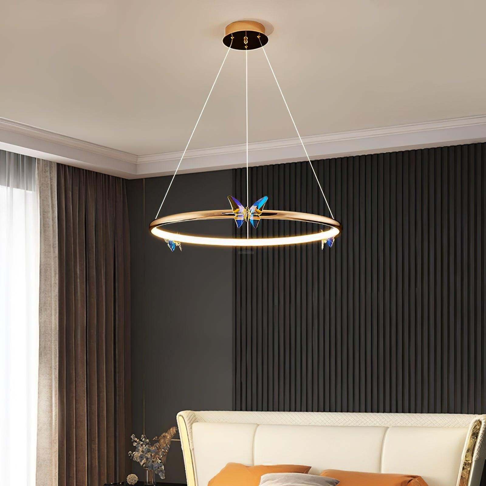 Blue Butterfly Round Chandelier-Sylvia Space
