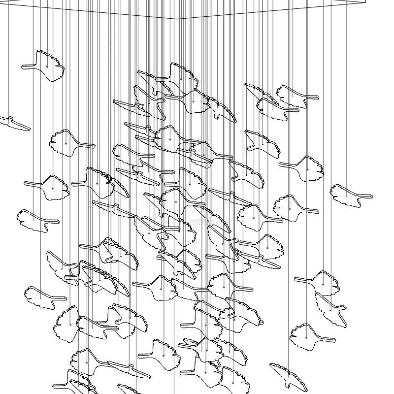 Multicolor Maple Leaf Chandelier-Sylvia Space