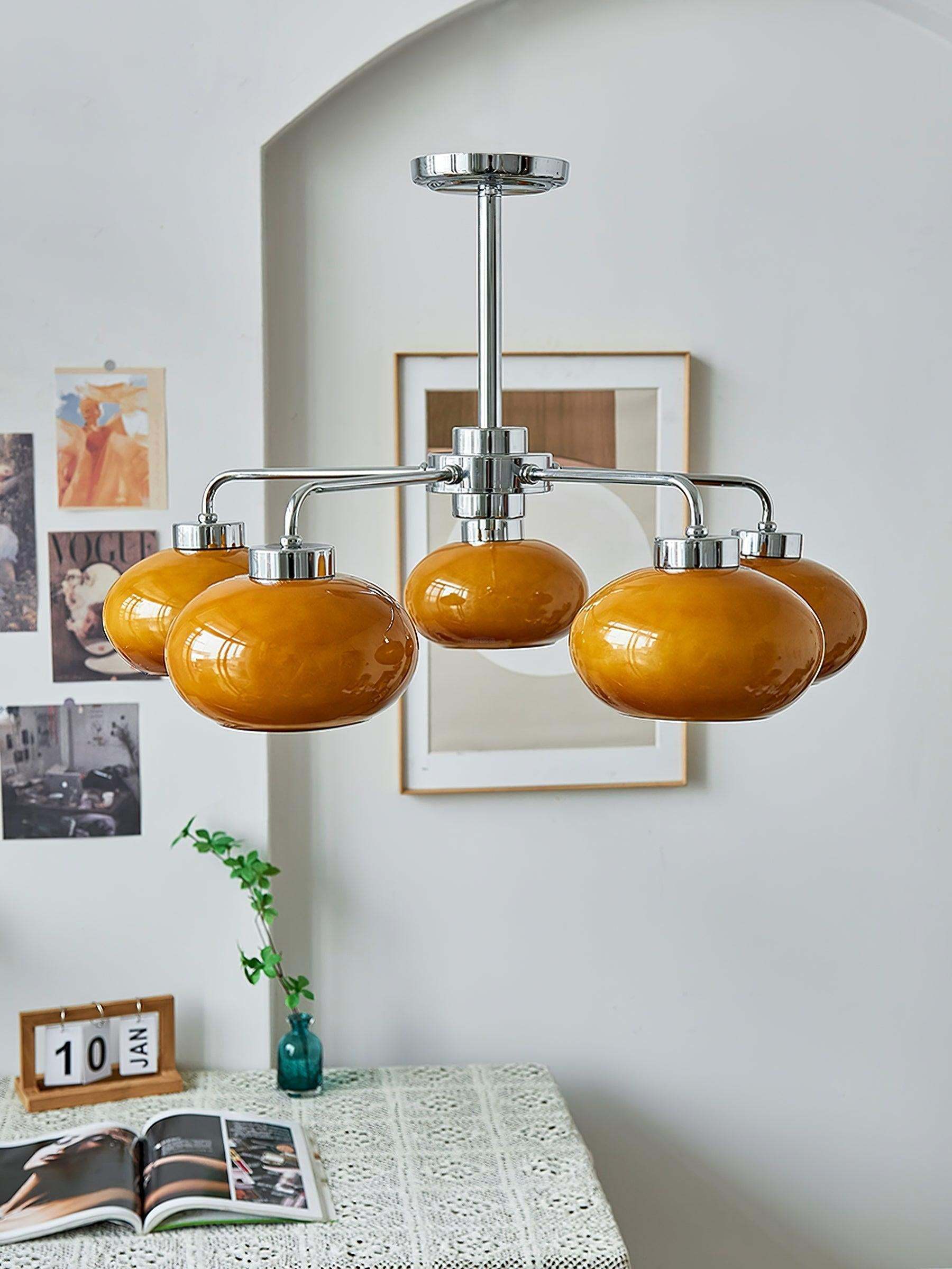 Oval Persimmon Chandelier ∅ 21.7″-Sylvia Space