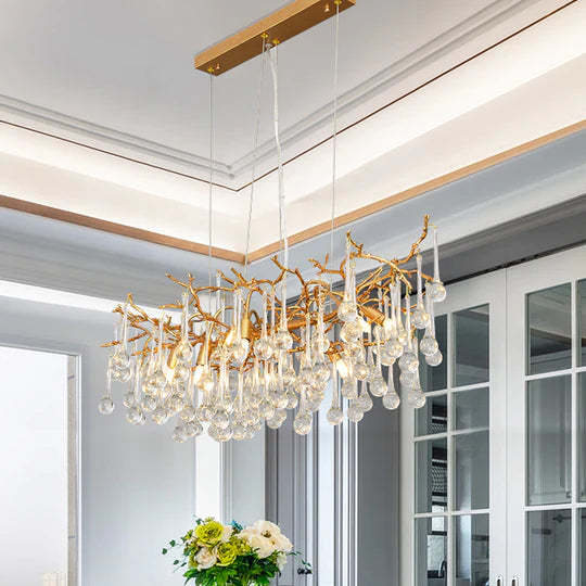 Lydia Crystal Raindrop Branch Chandelier,  Modern Chandelier Bedroom-Sylvia Space
