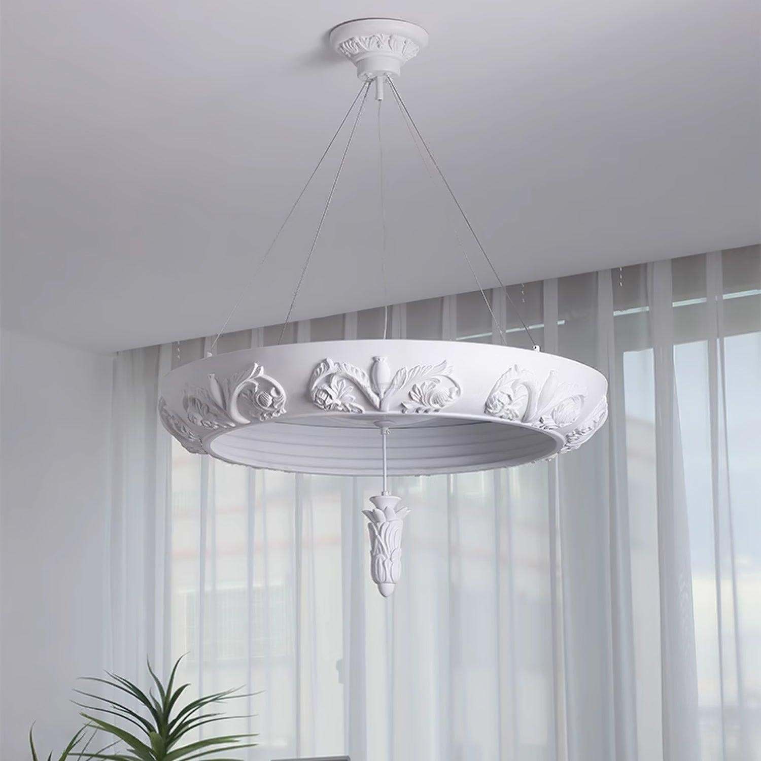Artistic Carved Plaster Chandelier ∅ 23.6″~∅ 31.5″-Sylvia Space