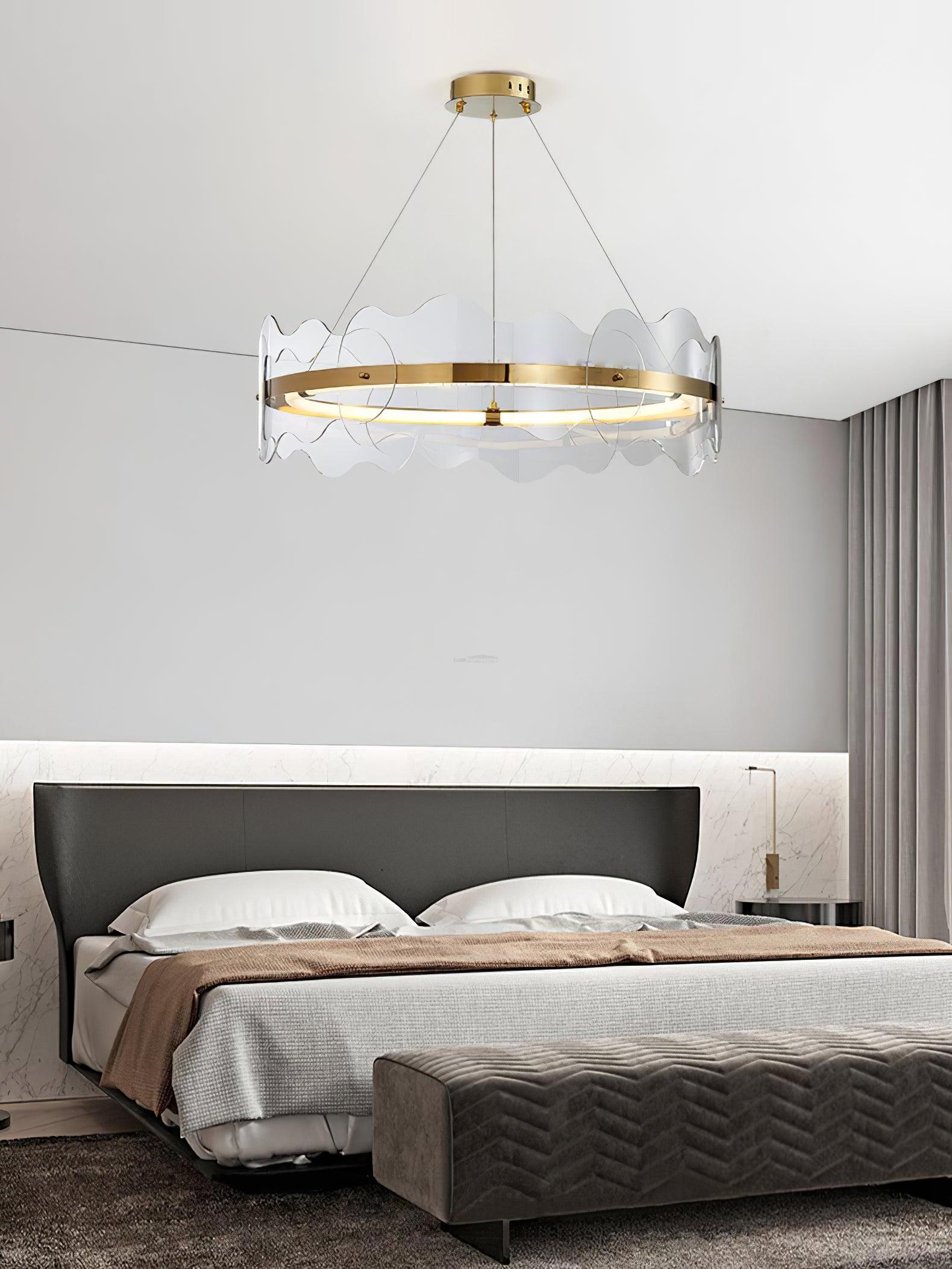 Acrylic Wave Round Chandelier-Sylvia Space