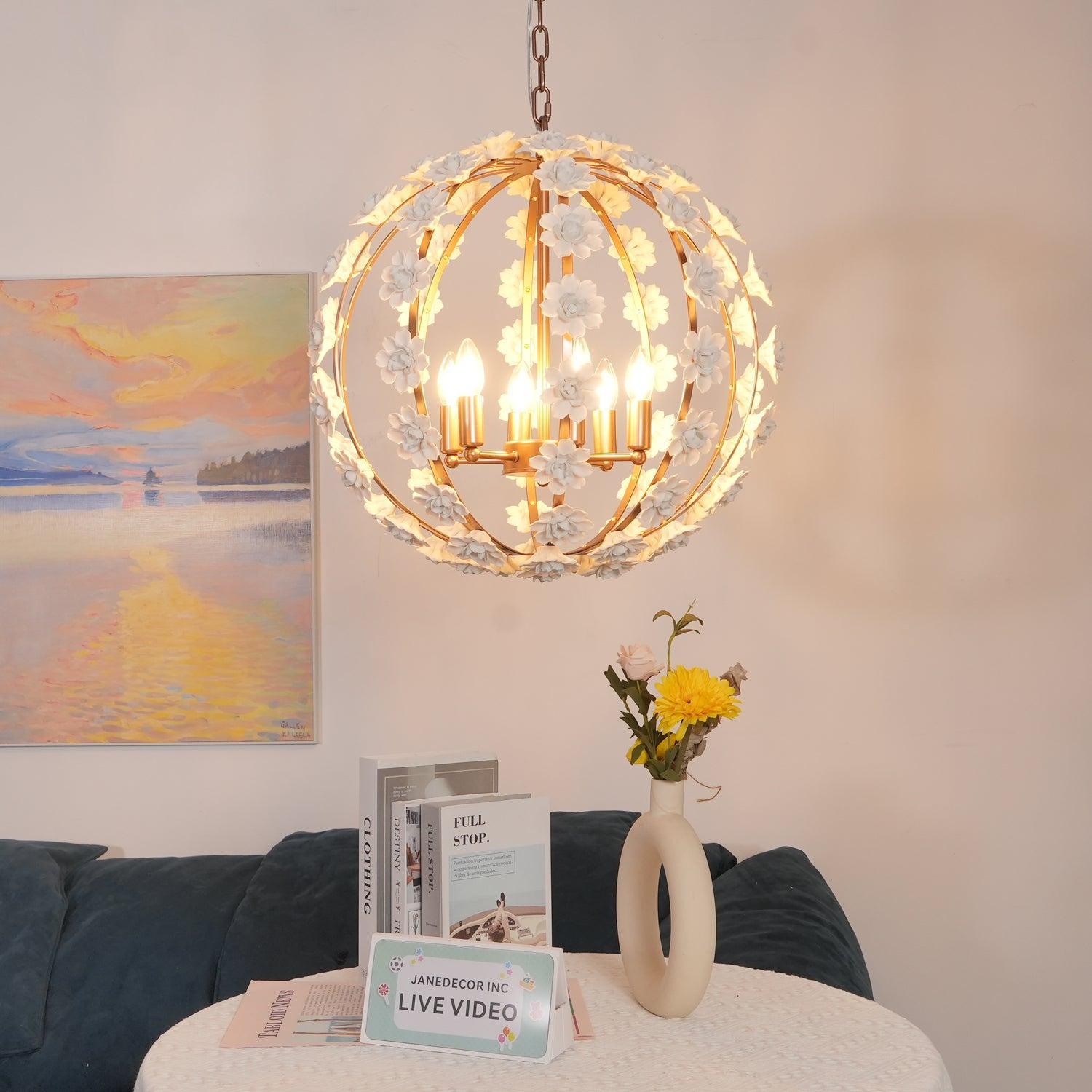 Bianca Floral Orb Globe Chandelier-Sylvia Space