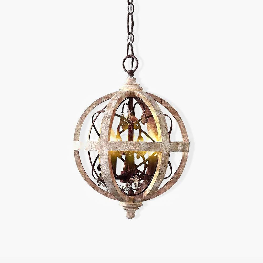 Retro Globe Weathered Chandelier Φ 11.8″-Sylvia Space