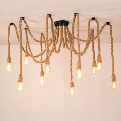 Hemp Rope Scattered Flower Chandelier ∅ 59.1″-Sylvia Space