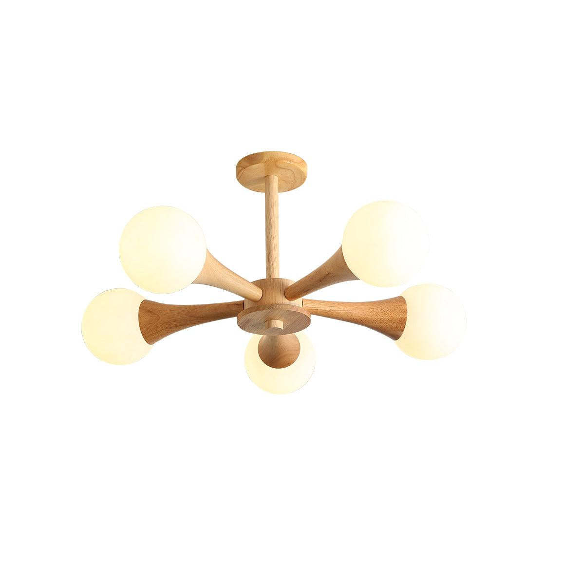 Wooden Nera Chandelier with 3/4/5 heads-Sylvia Space