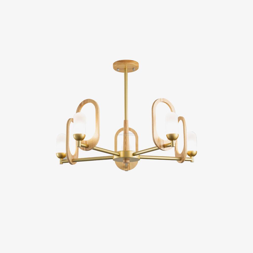 Wood Art Halo Chandelier with 3/5 heads-Sylvia Space