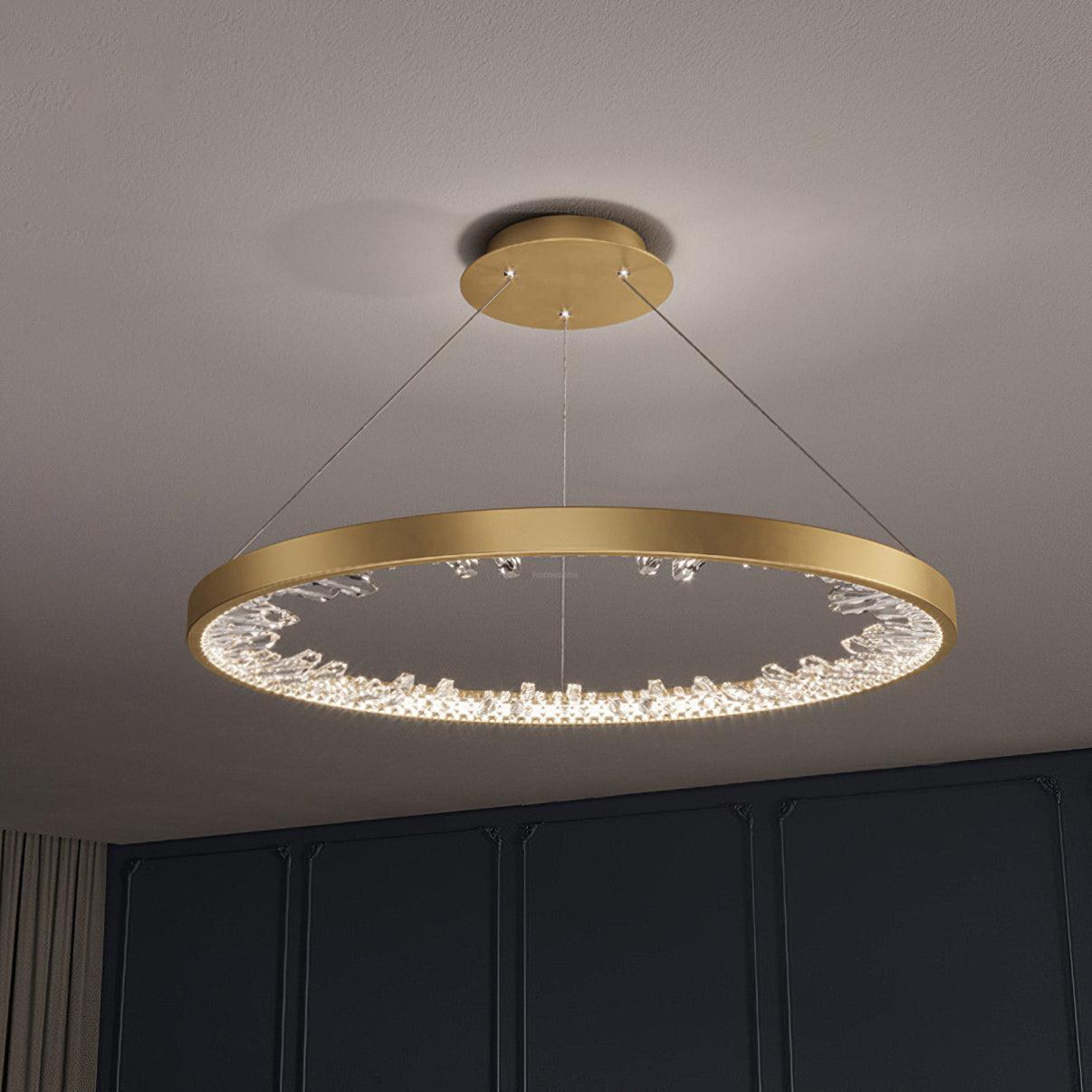 Luxury Circle Crystal Chandelier ∅ 15.7″-Sylvia Space