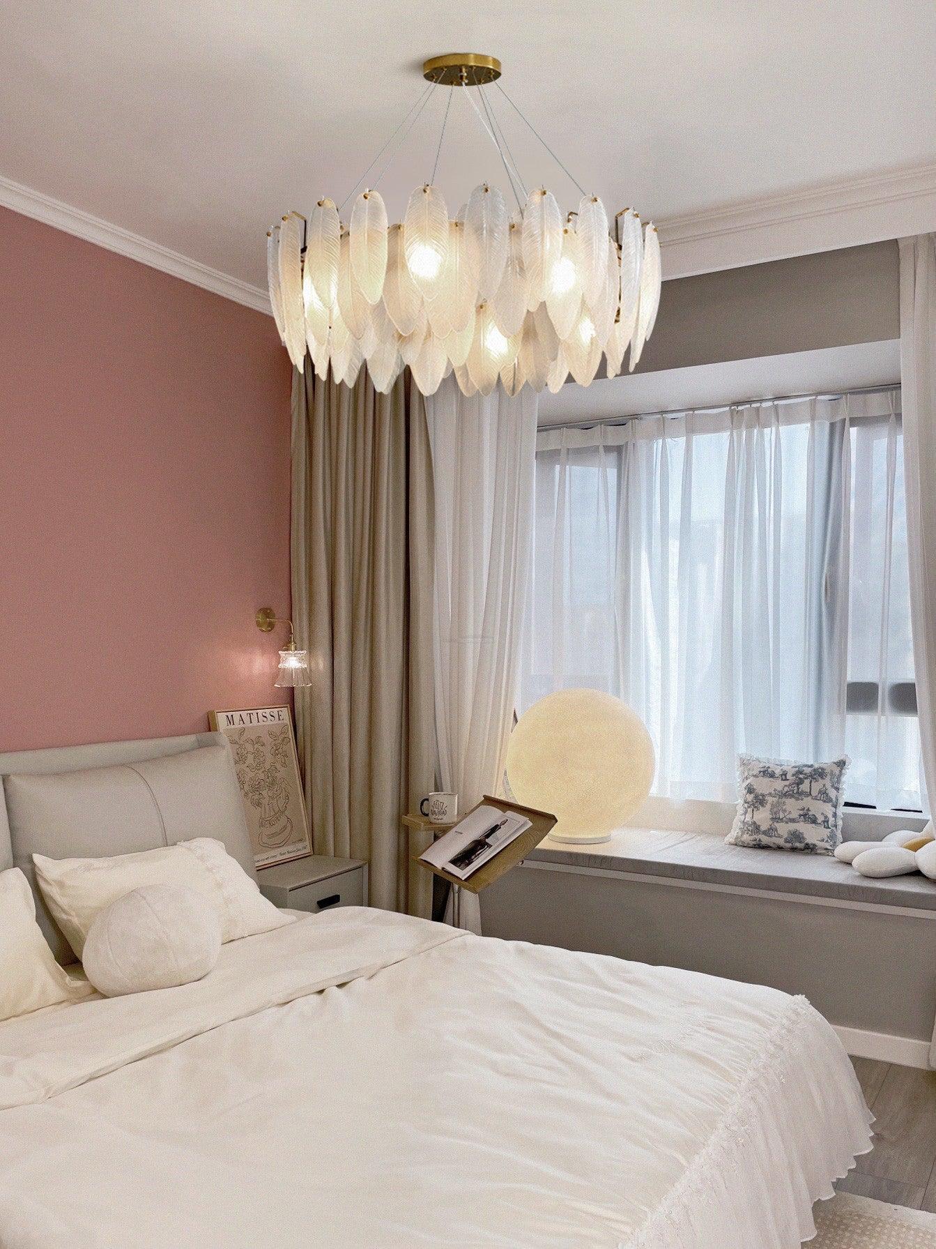 Glass Feather Style Chandelier-Sylvia Space