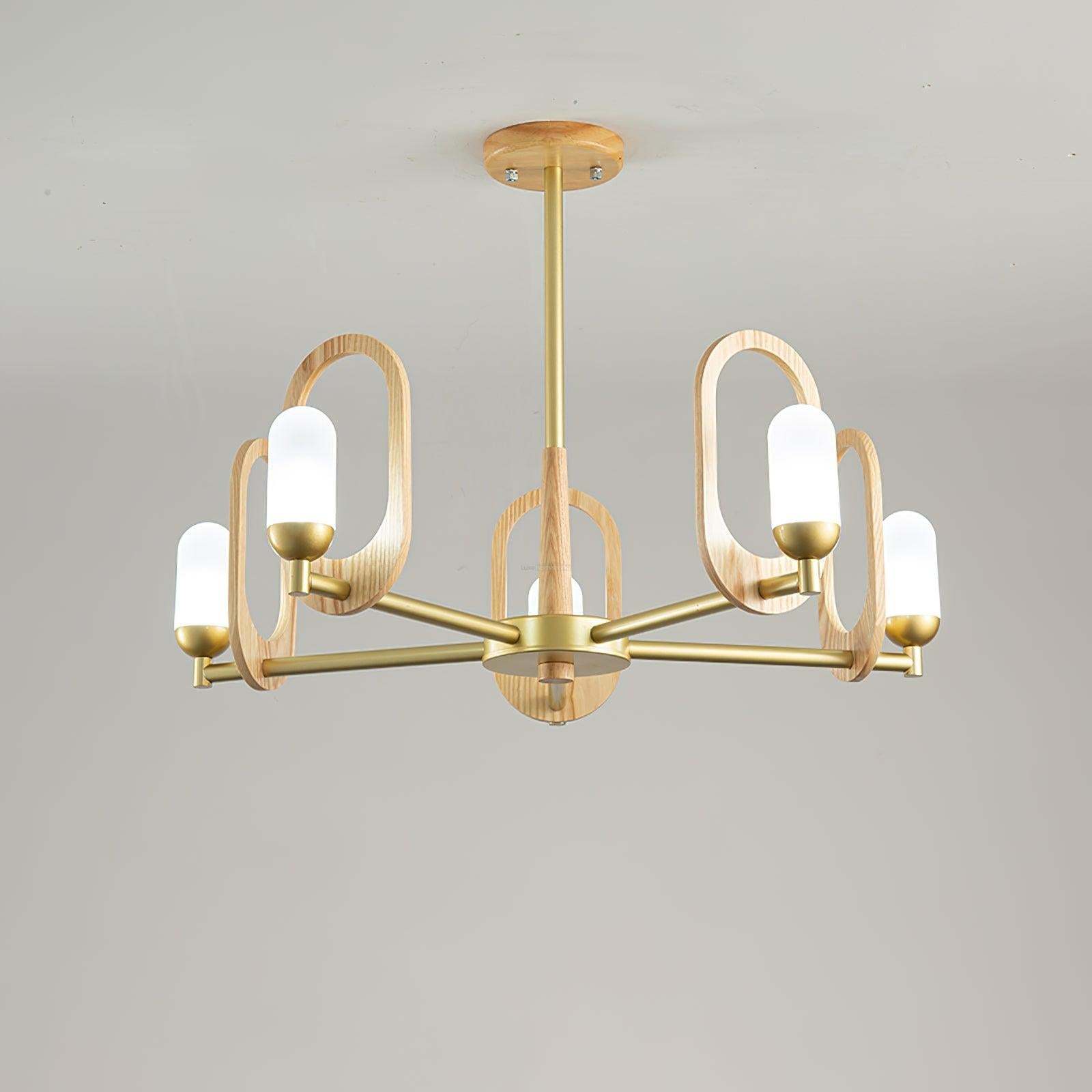 Wood Art Halo Chandelier with 3/5 heads-Sylvia Space