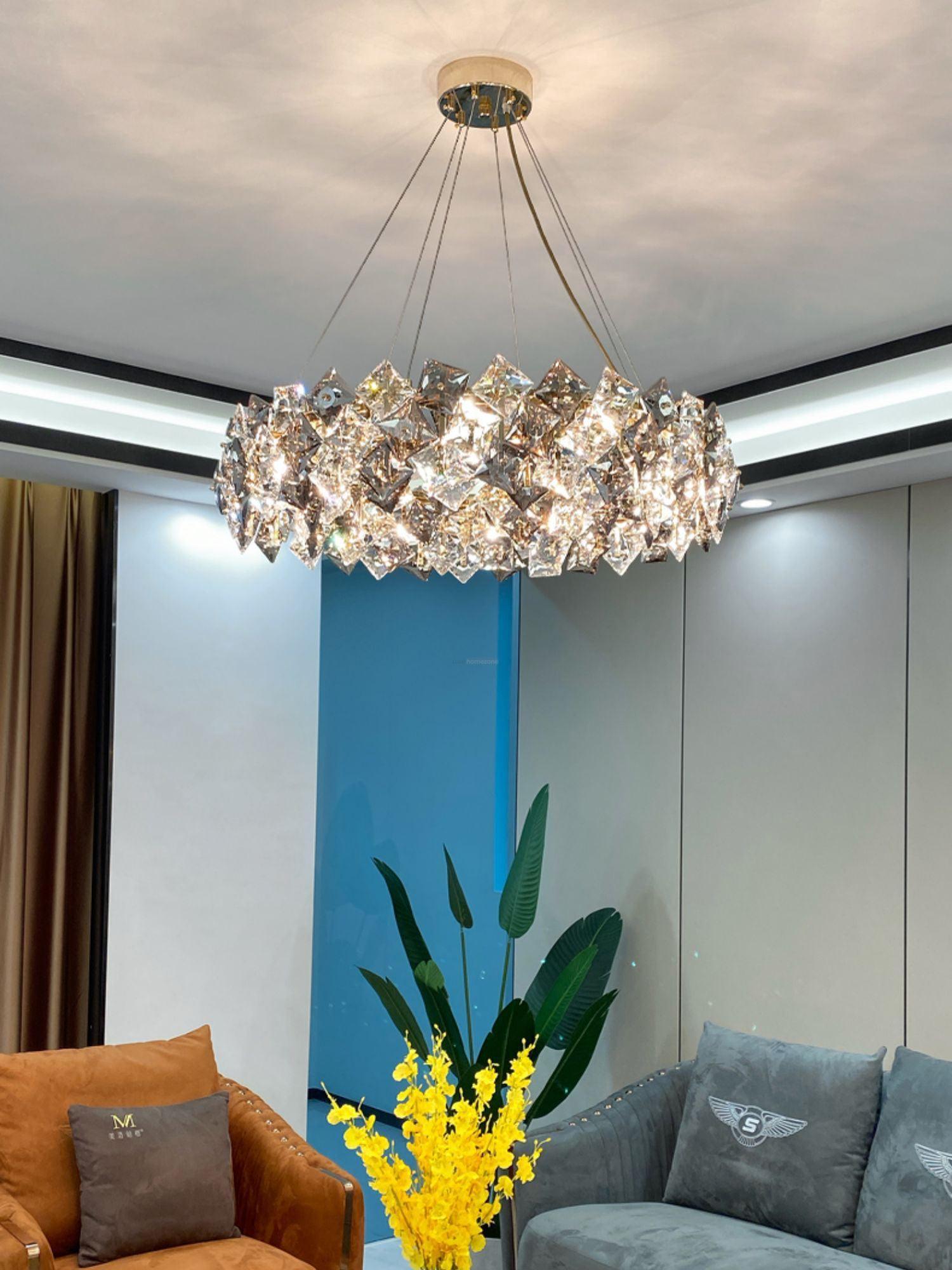 Scale Crystal Round Chandelier Φ 23.6″-Sylvia Space