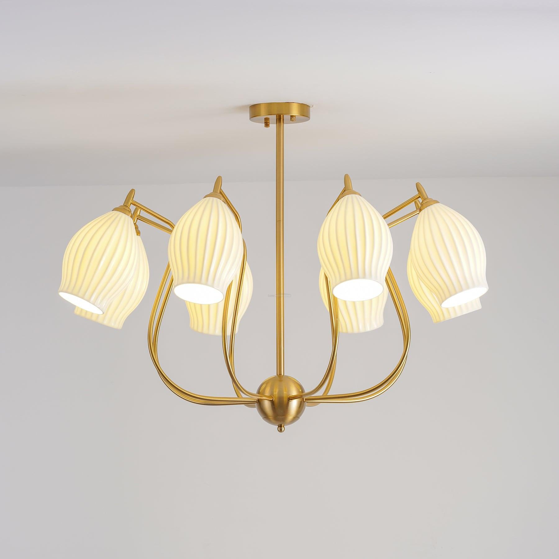 Ceramic Ribbed Chandelier with 4/6/8 heads-Sylvia Space