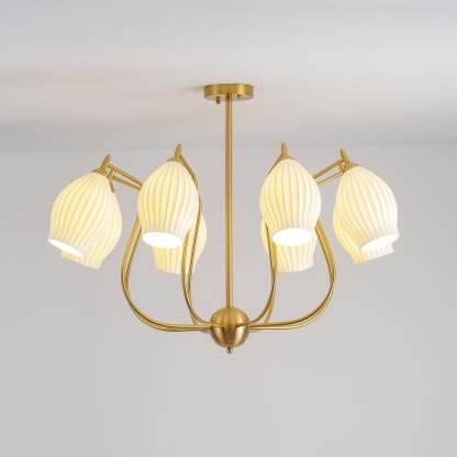 Ceramic Ribbed Chandelier with 4/6/8 heads-Sylvia Space