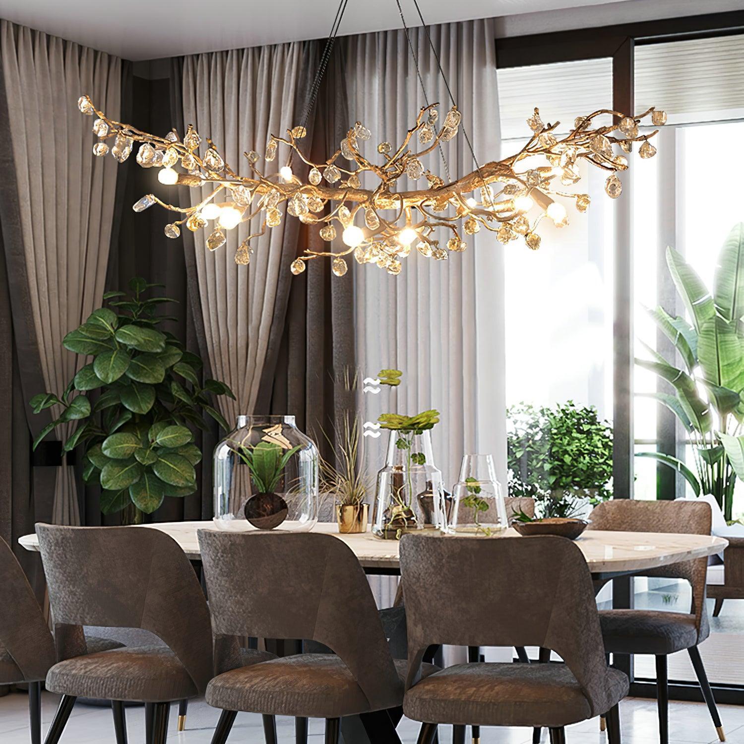 Stone Crystal Brass Chandelier  ∅ 5.1″-Sylvia Space