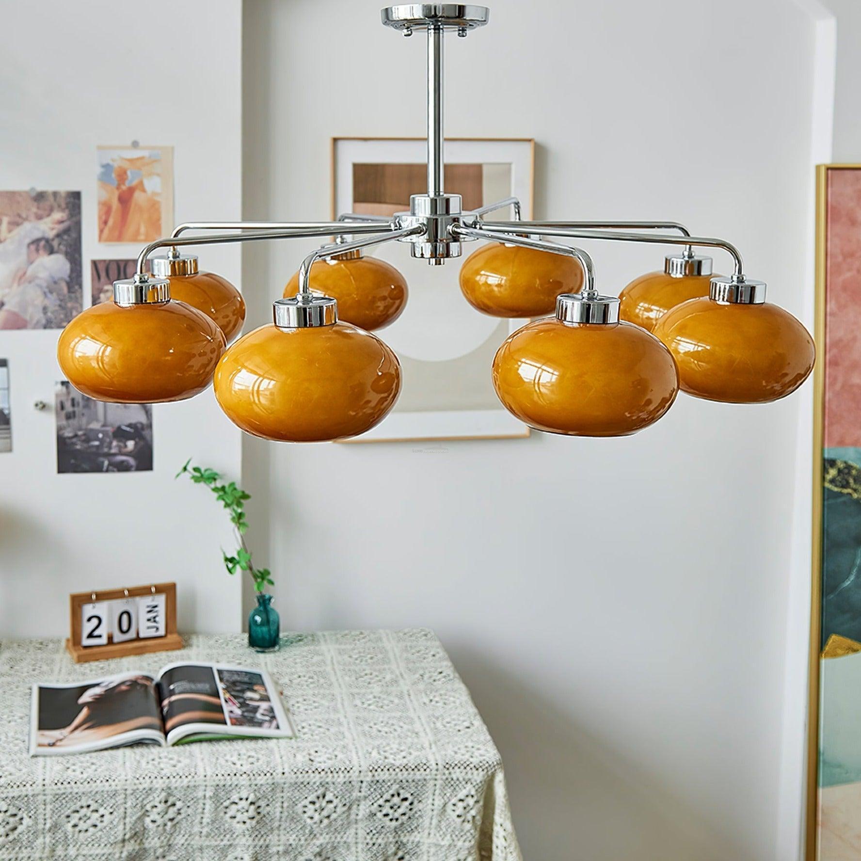 Oval Persimmon Chandelier ∅ 21.7″-Sylvia Space