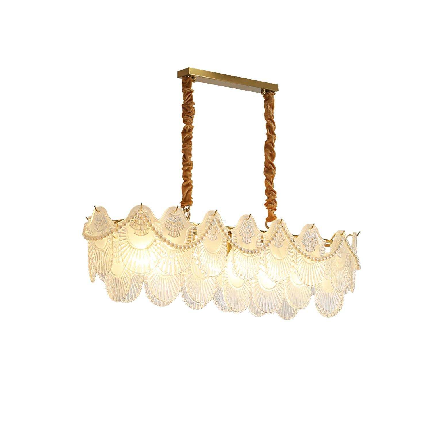 Pearl Glass Shell Round/Long canopy Chandelier-Sylvia Space