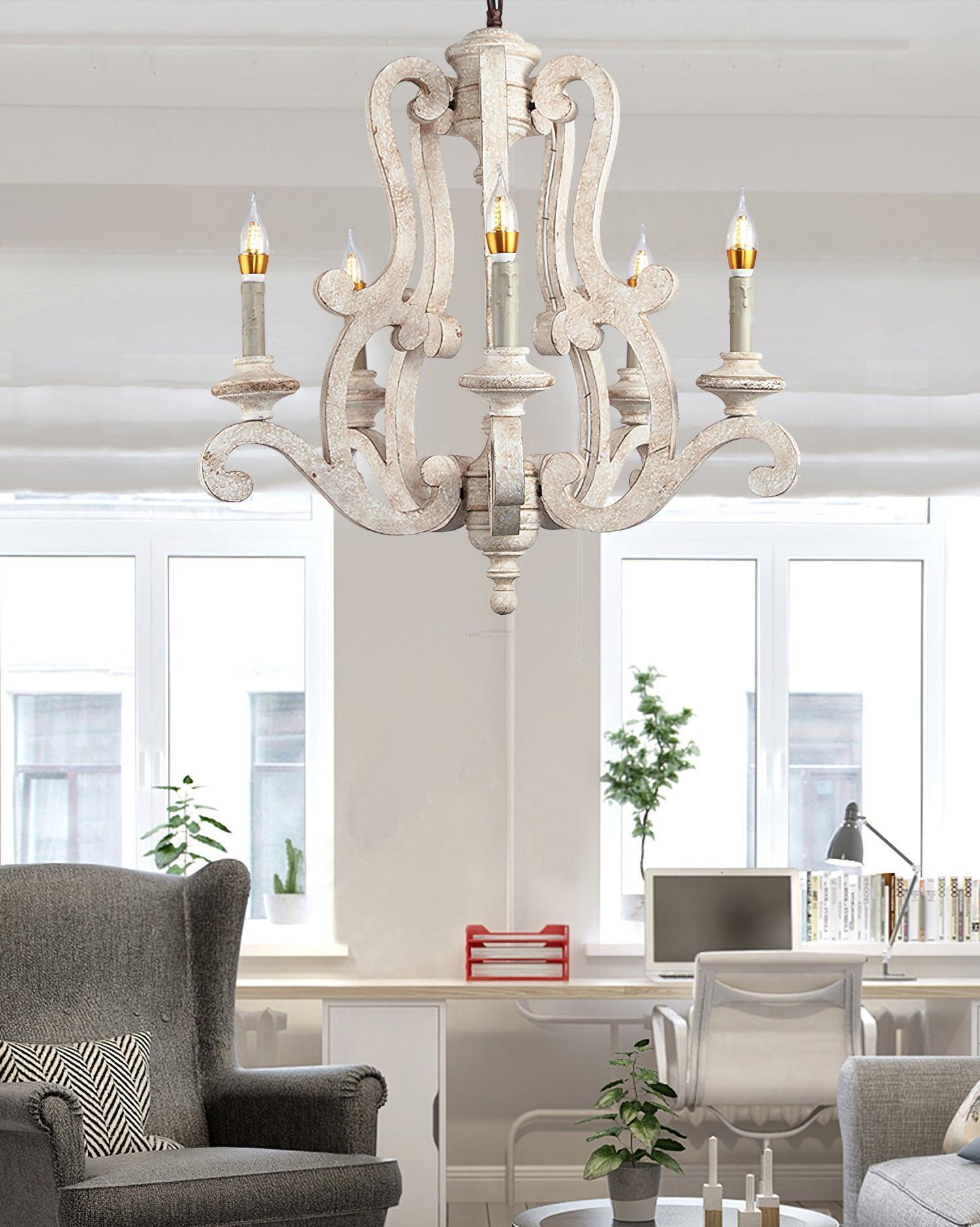 Parrotuncle Wooden Candle Chandelier Φ 23.6″-Sylvia Space