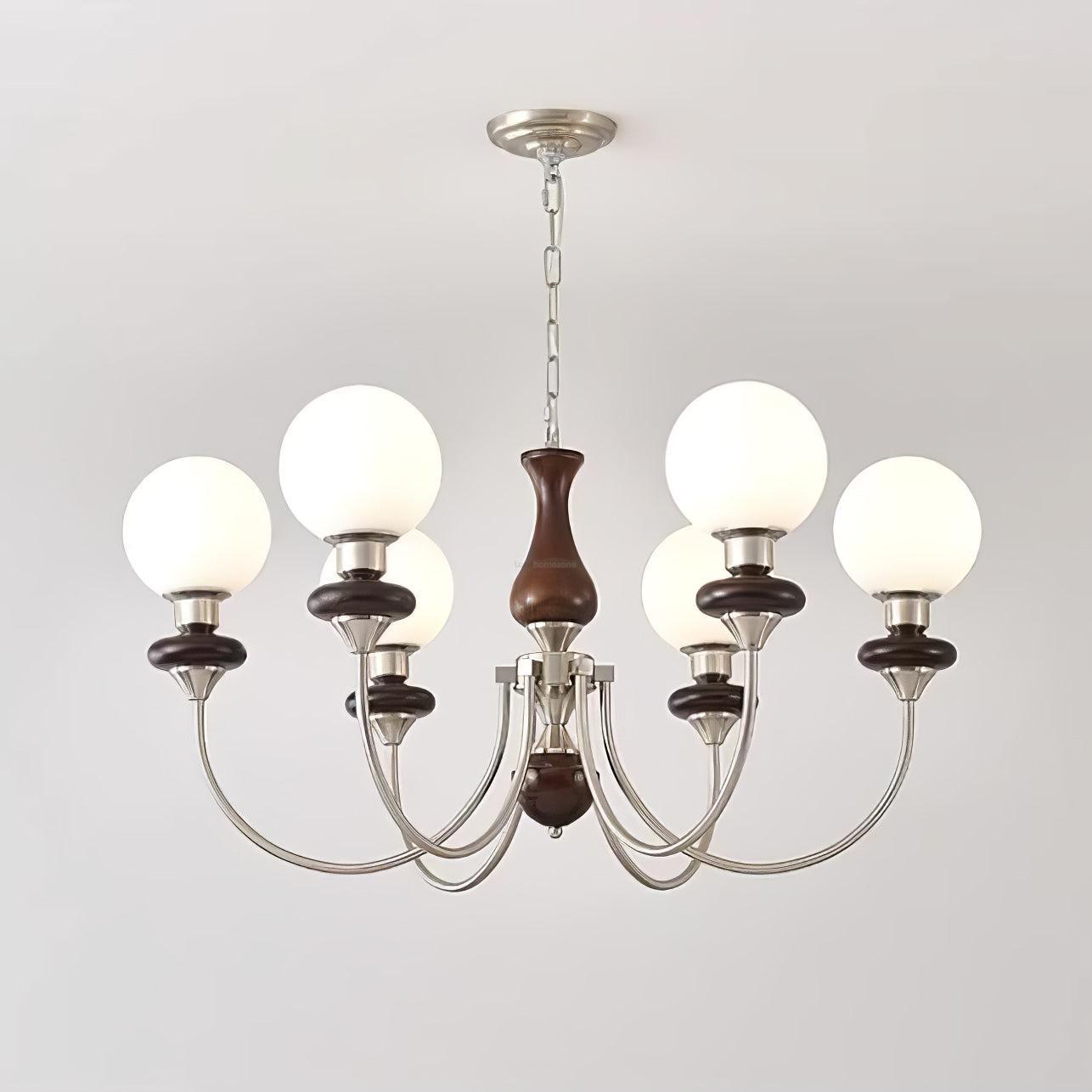 Walnut Brass Chandelier with 3/6/8 lamps-Sylvia Space