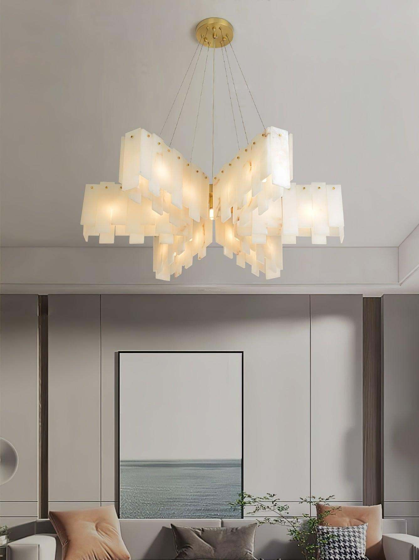 Alabaster Cascade Tiered Chandelier ∅ 27.6″-Sylvia Space