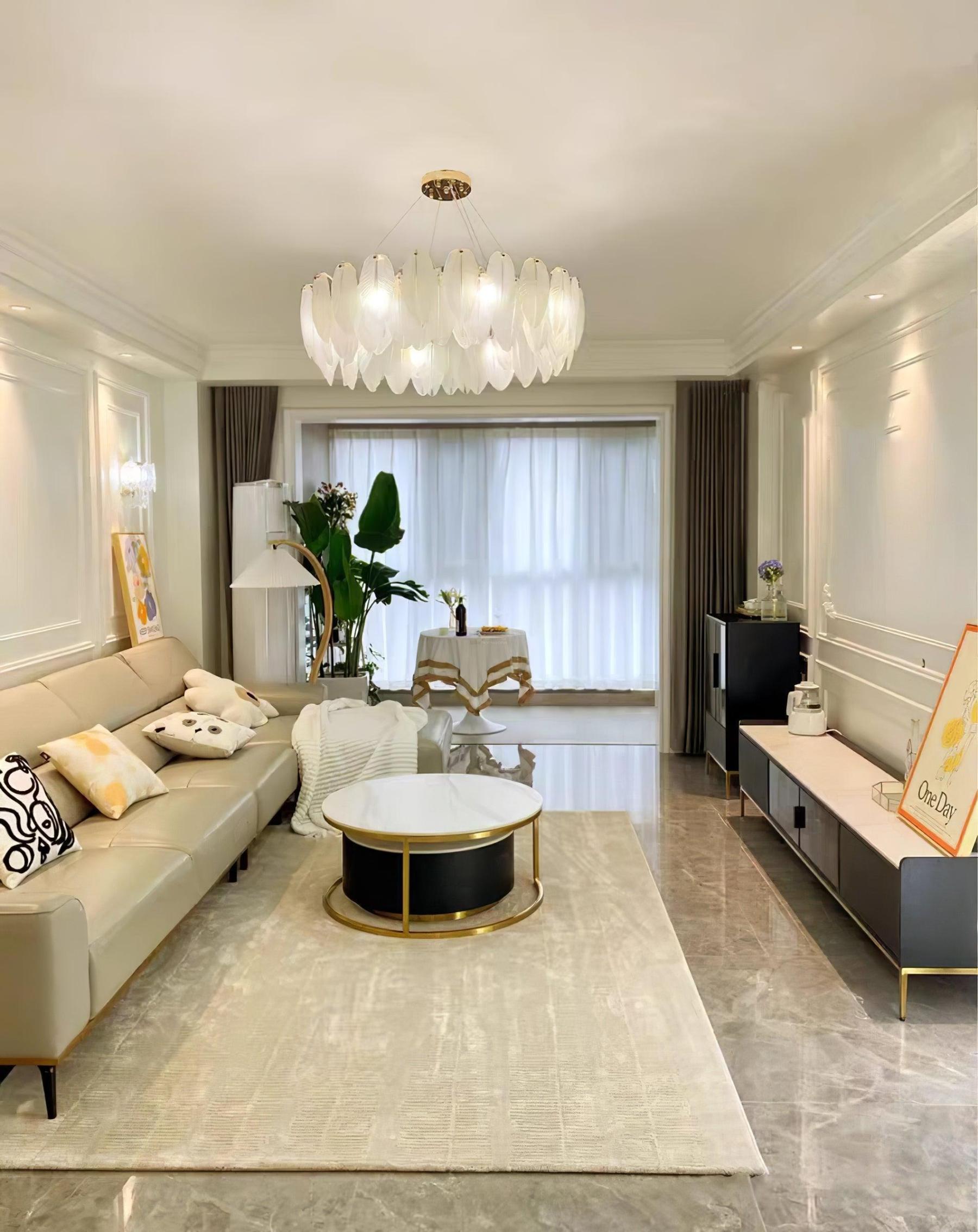 Glass Feather Style Chandelier-Sylvia Space