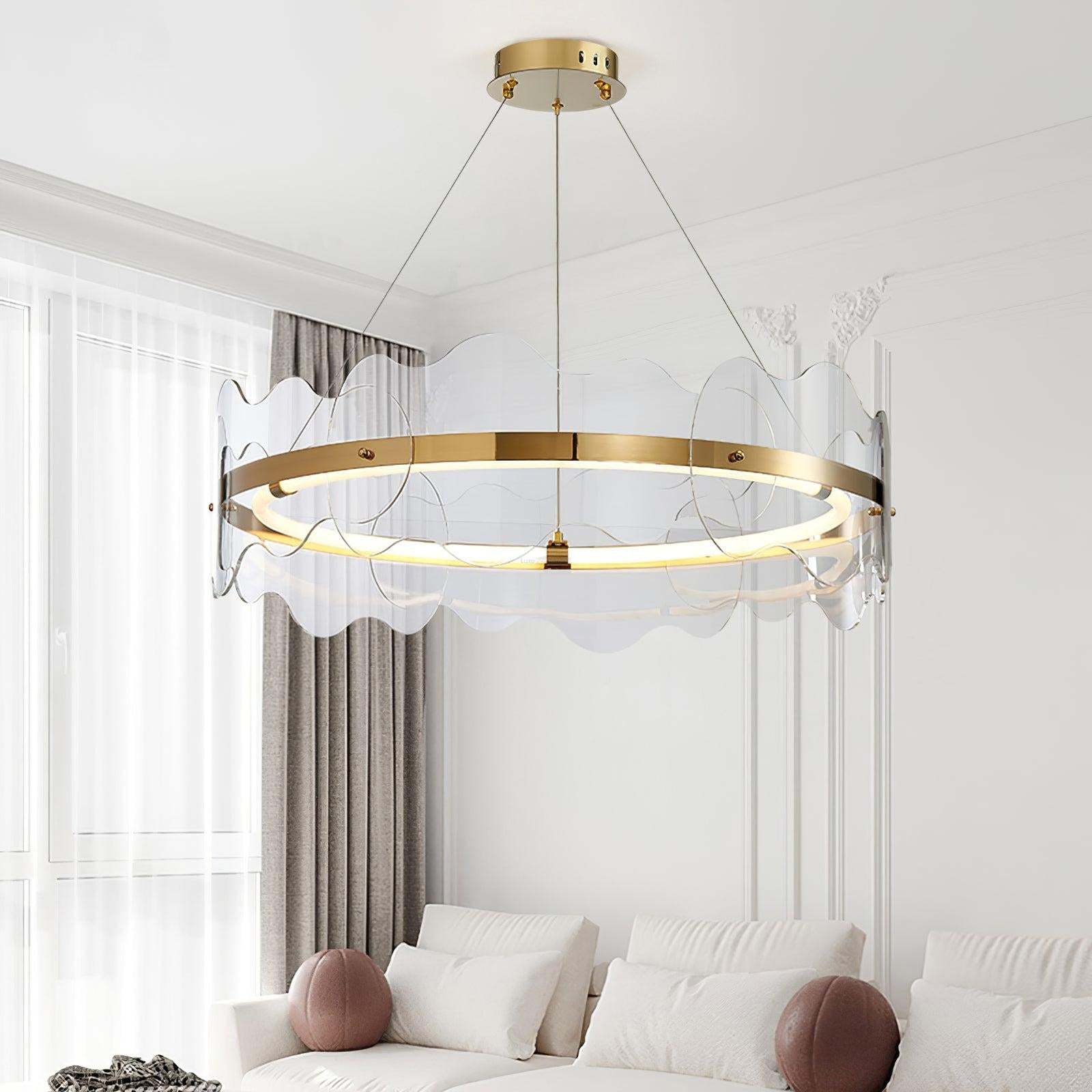 Acrylic Wave Round Chandelier-Sylvia Space