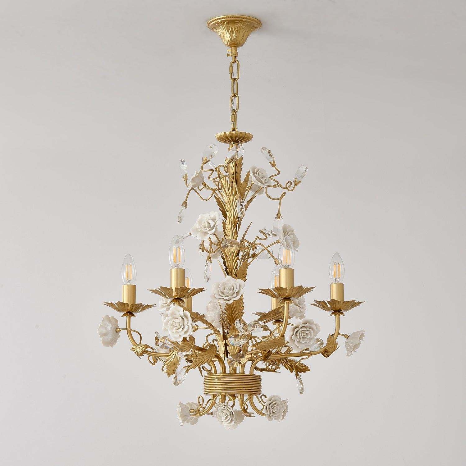 White Rose Crystal Chandelier with 6/8 heads-Sylvia Space