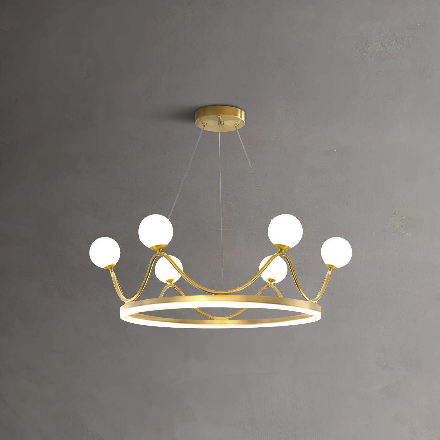 Crown Brass Round Chandelier-Sylvia Space