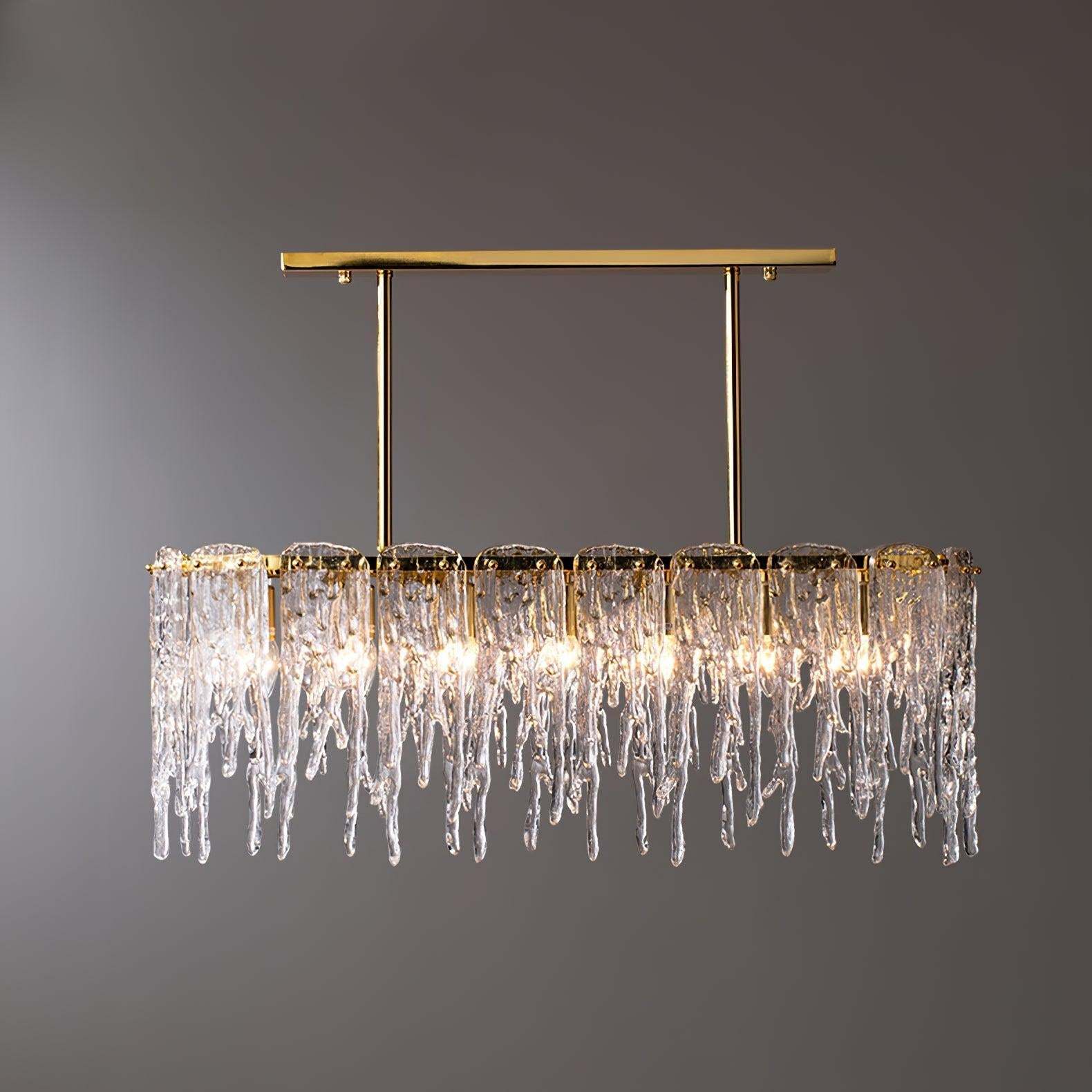Rectangular Icicle Glass Chandelier L 34.2″-Sylvia Space