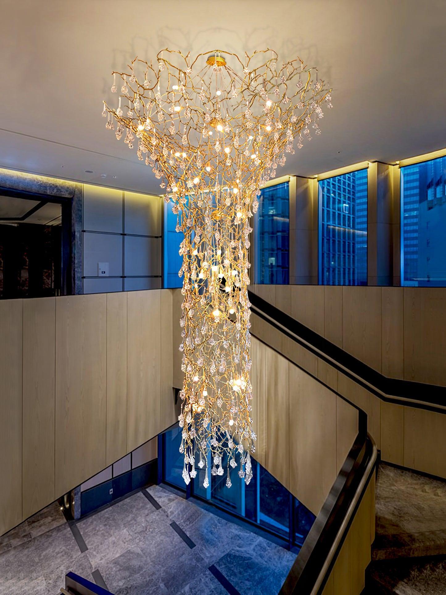 Tree Branch Staircase Chandelier ∅ 59″-Sylvia Space