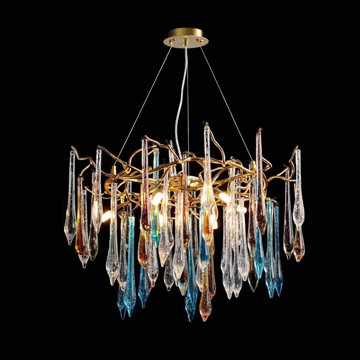 Gold Round Teardrop Style Chandelier-Sylvia Space